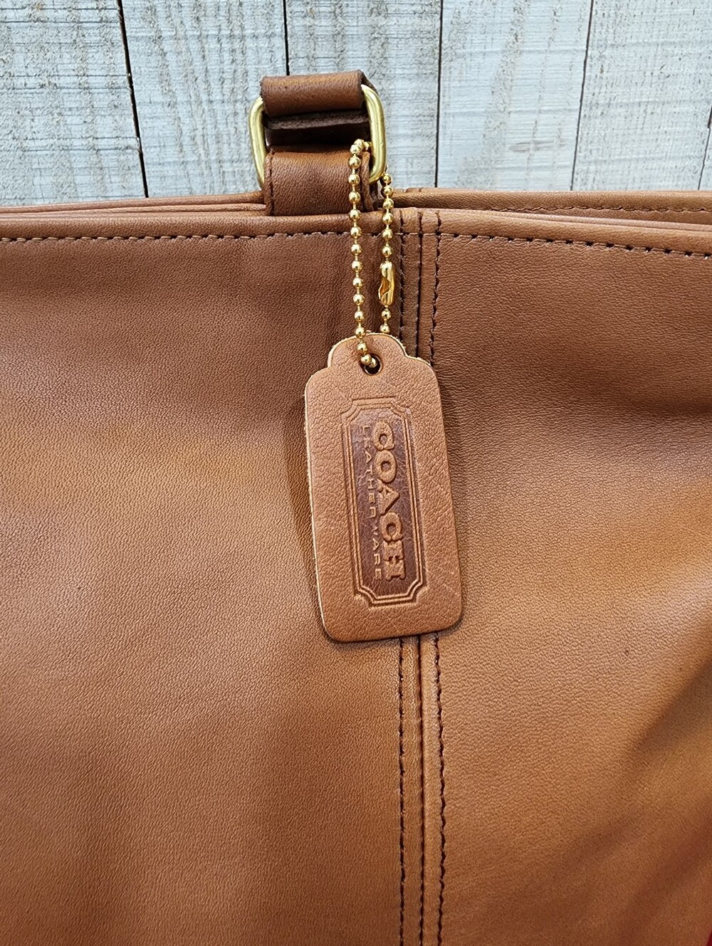 Vintage Coach 4065 Light Tote British Tan Glove Tanned Leather XL Zip Tote USA M - Picture 3 of 10
